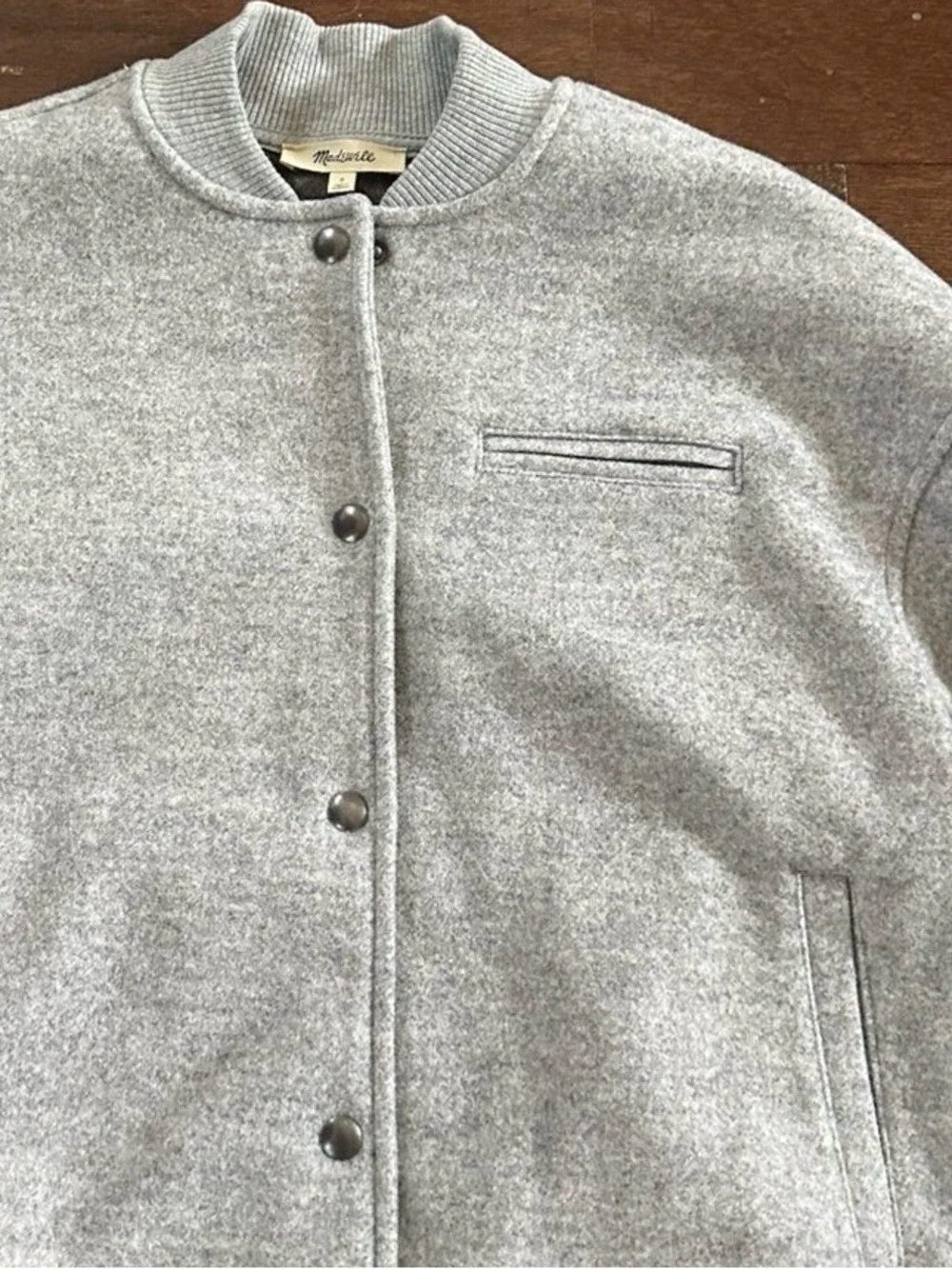 Madewell-Snap Front Bomber Jacket size Small Grey-like new - Picture 13 of 14